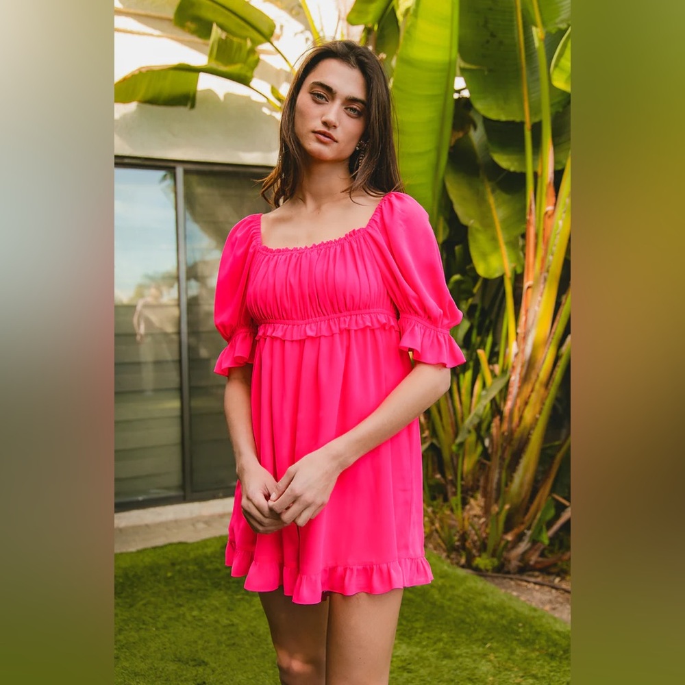 BiBi Pink Ruched Ruffled Mini Shorts - Picture 4 of 9
